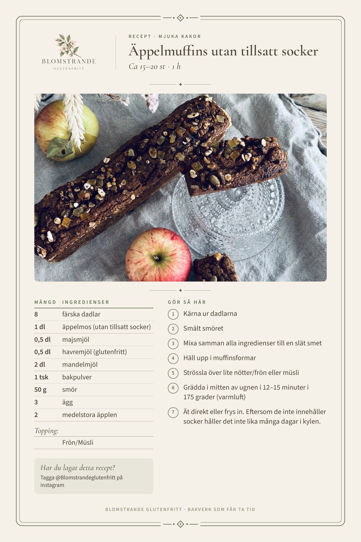 Äppelmuffins utan tillsatt socker, recept