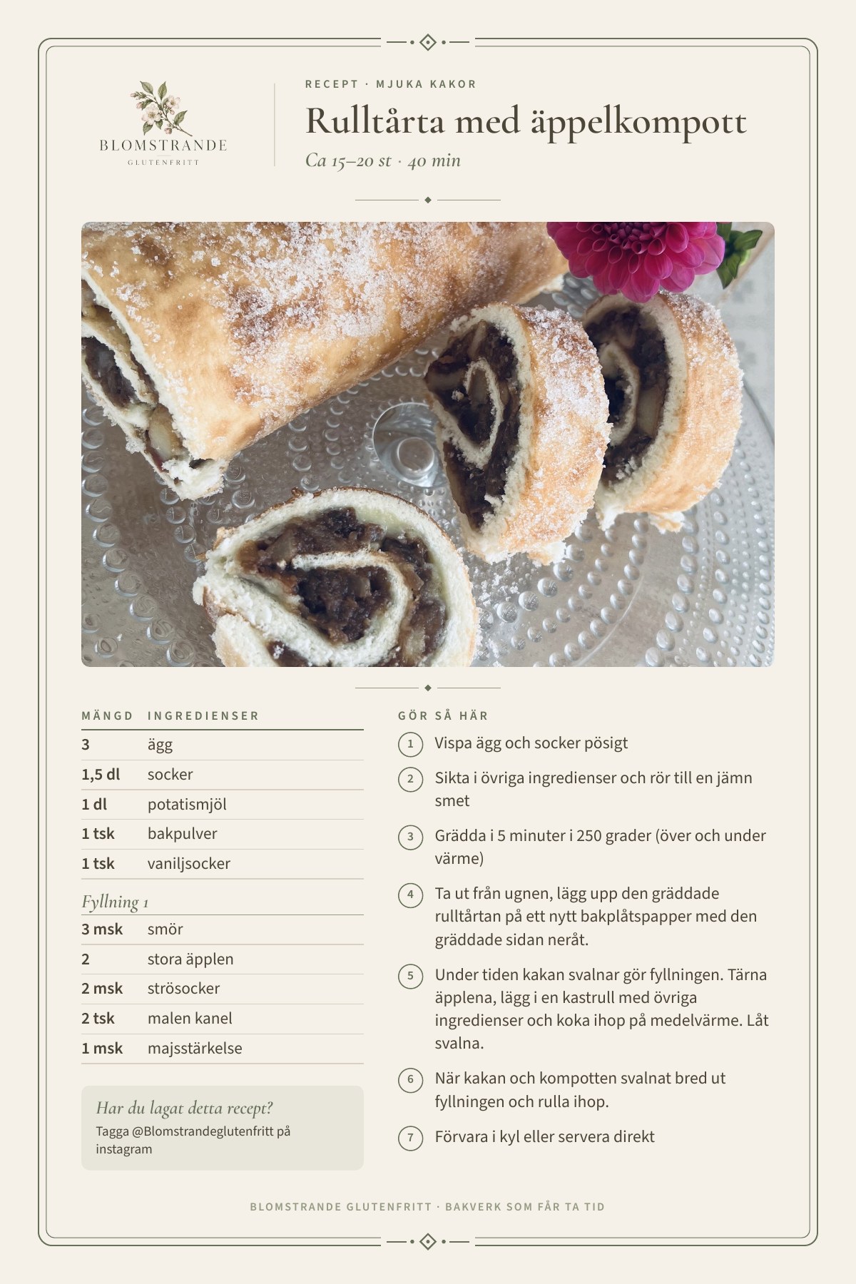 Äppelrulltårta, recept