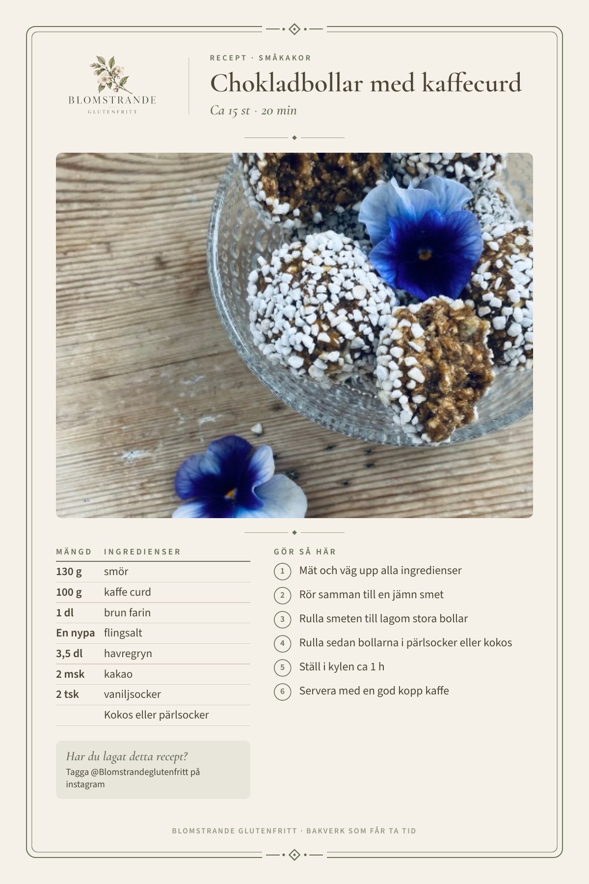 Chokladbollar med kaffecurd, recept