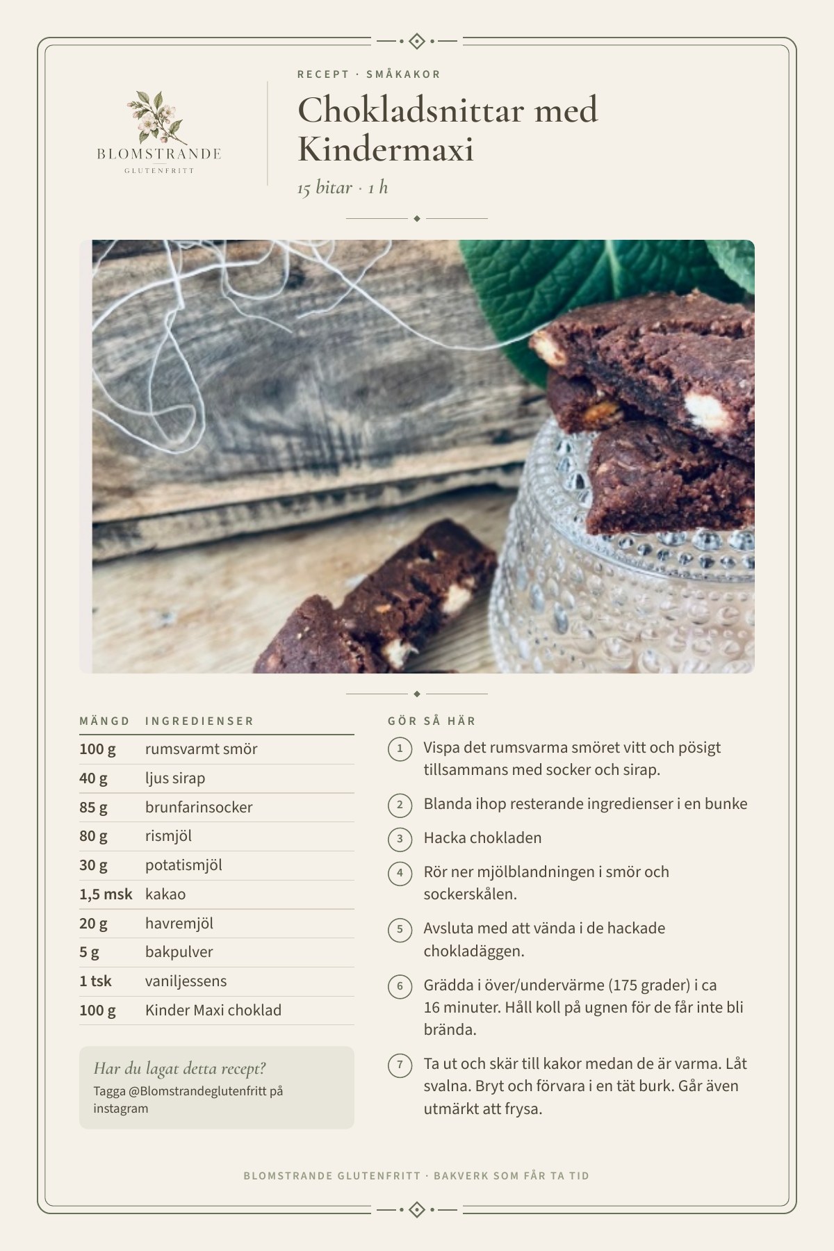 Chokladsnittar med Kindermaxi, recept