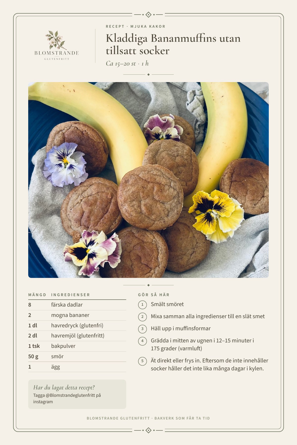 Kladdiga Bananmuffis, recept