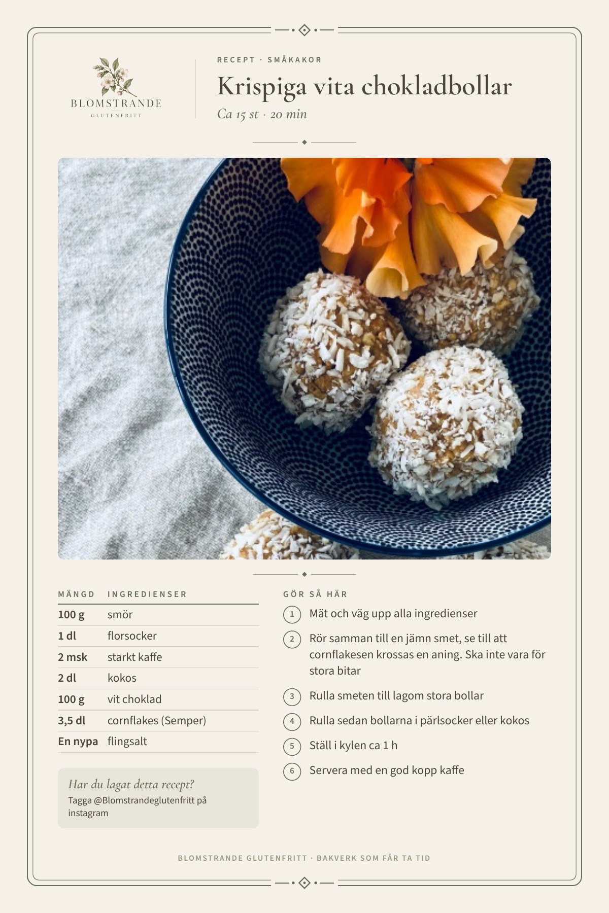 Krispiga Vita Chokladbollar, recept
